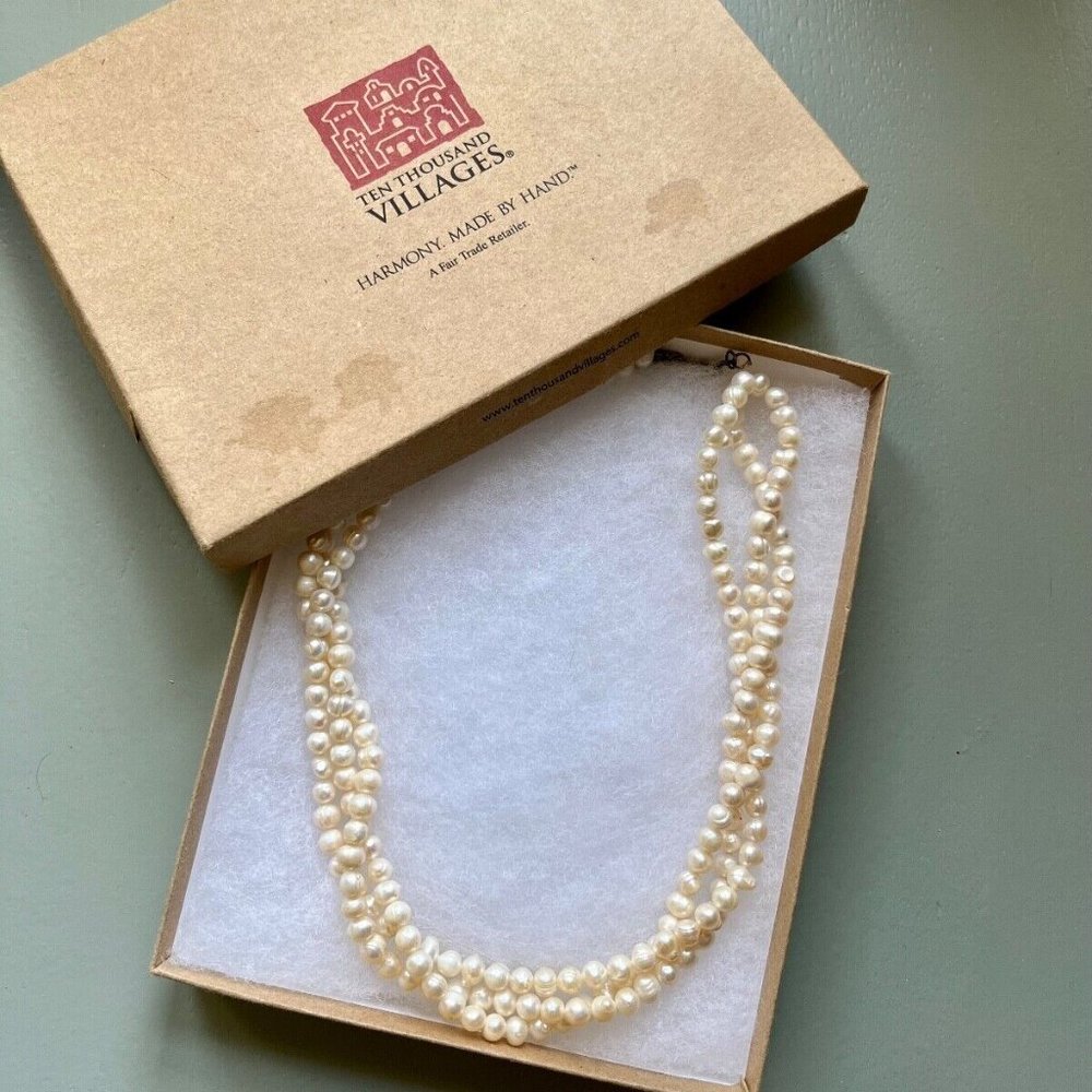Ten Thousand Villages Multi-strand Pearl Necklace Like New w/ Original Box - Picture 4 of 4